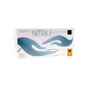 Gants Nitrile Noir Non Poudrés Taille M Bte 100