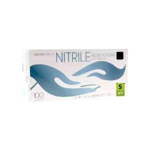 Gants Nitrile Noir Non Poudrés Taille S Bte 100